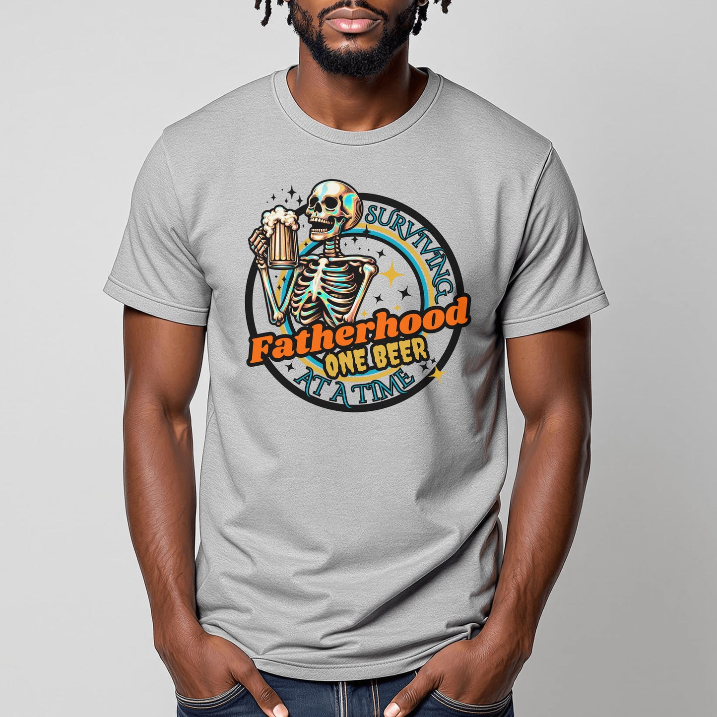 Fatherhood Beer Skeleton Tee
